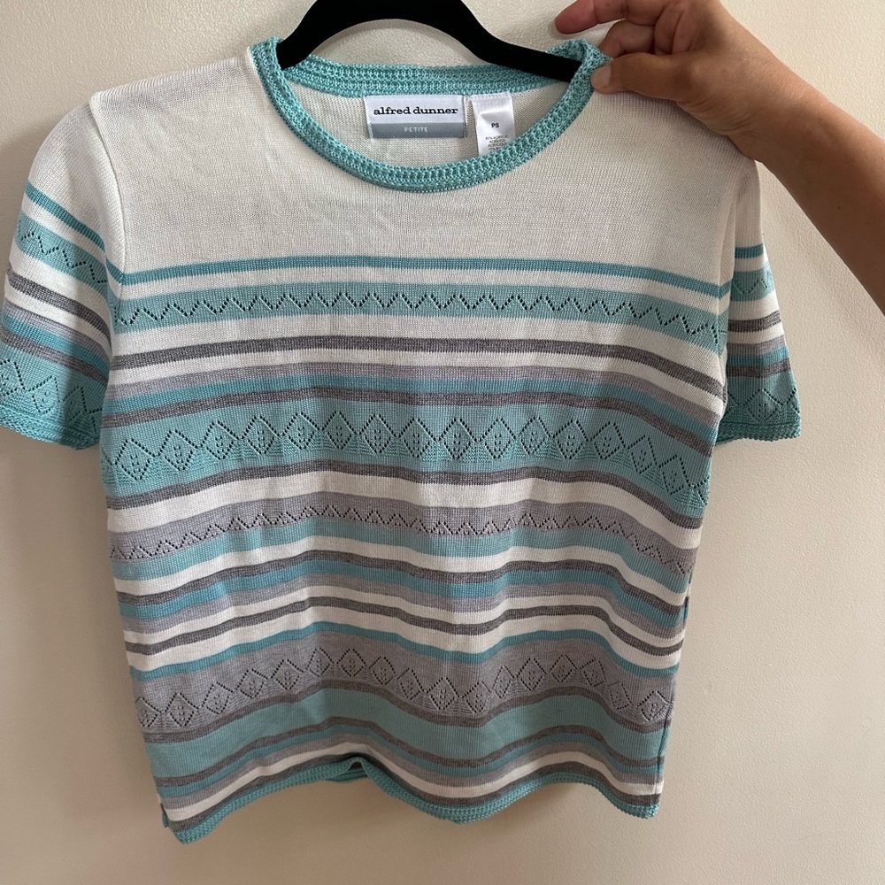 Alfred Dunner Striped Knit Top - Petite